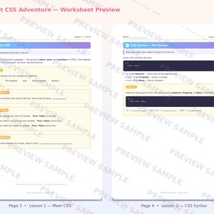 CSS for Beginners Worksheet | Coding Printable | Learn HTML/CSS Basics | Beginner Web Design Activity | Instant Digital Download image 3