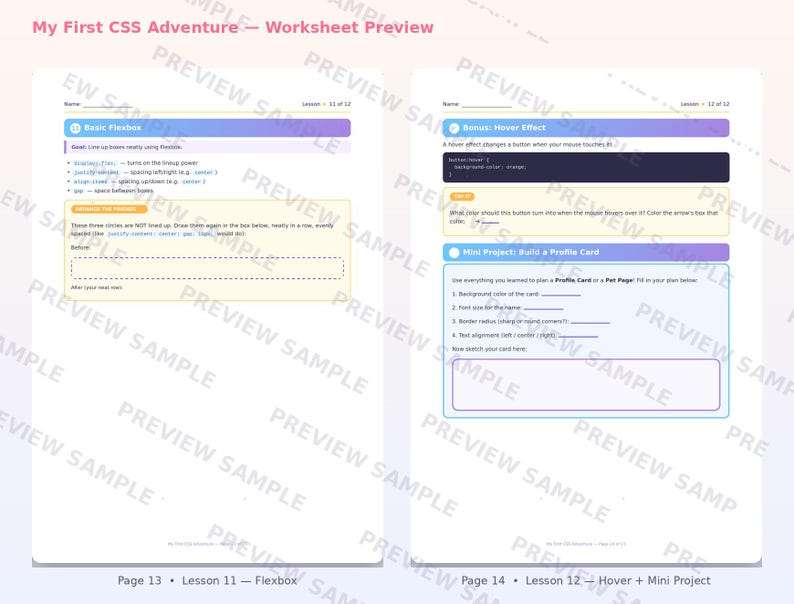 CSS for Beginners Worksheet | Coding Printable | Learn HTML/CSS Basics | Beginner Web Design Activity | Instant Digital Download image 8