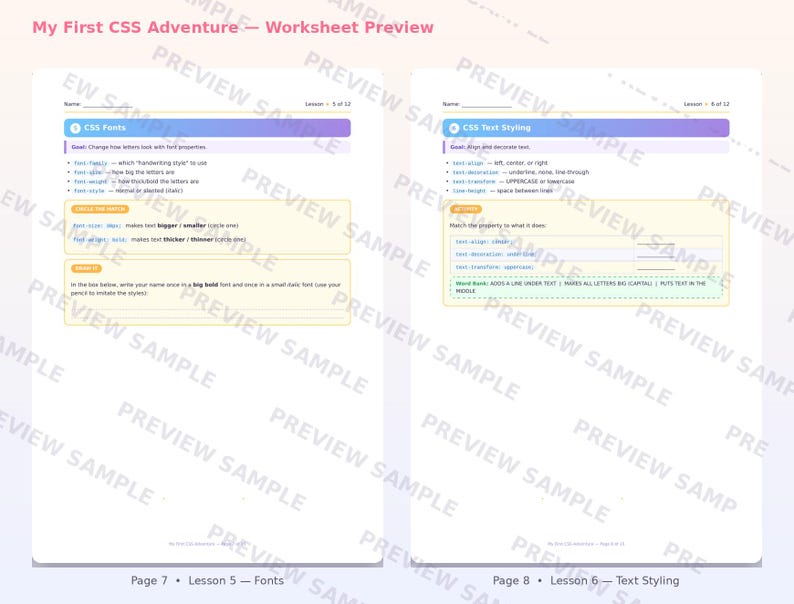 CSS for Beginners Worksheet | Coding Printable | Learn HTML/CSS Basics | Beginner Web Design Activity | Instant Digital Download image 5