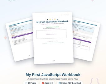 Beginner JavaScript Workbook— 34 Printable Pages + Answer Key