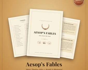 Aesop's Fables Printable Storybook | 30 Illustrated Moral Tales (PDF Download)