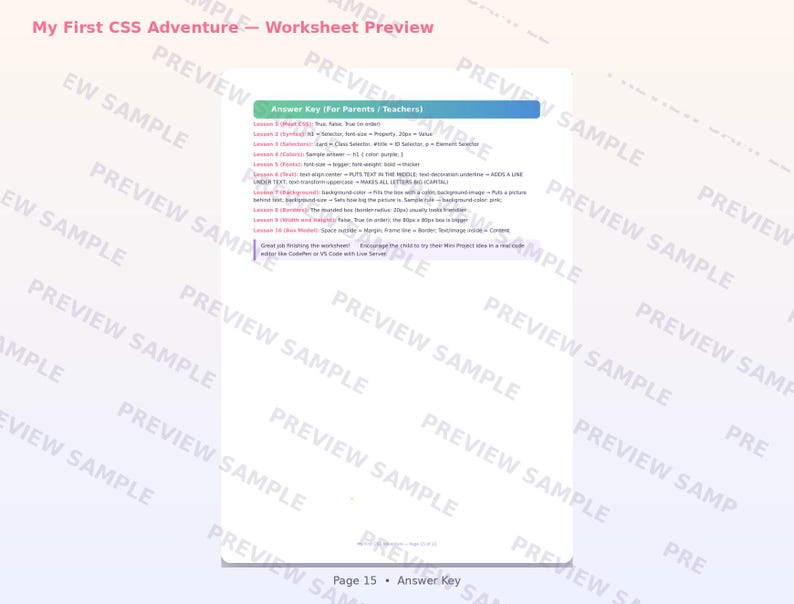 CSS for Beginners Worksheet | Coding Printable | Learn HTML/CSS Basics | Beginner Web Design Activity | Instant Digital Download image 9