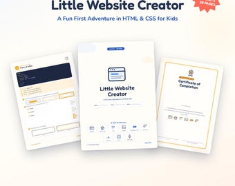 Little Website Creator | HTML CSS Worksheets for Homeschool & Classroom | Instant PDF Download
