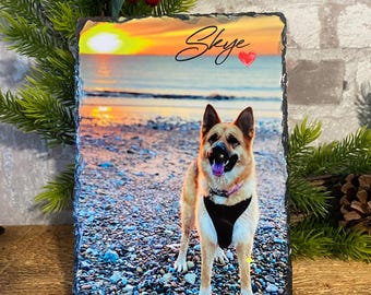 Personalised Glossy/Matte Slate Photo Frame Stands included |Custom Photo Slate Gift |Picture Keepsake for Family, Friends, Weddings or Pets
