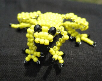 Golden Poison Dart Frog Beaded Sculpture