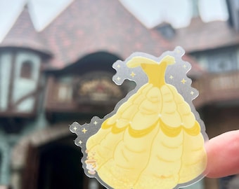 Belle Dress Disney Sticker Disney Stickers Chip Beauty and the Beast Water Bottle Transparent Cell Phone Case Lap top Helmet Sticker