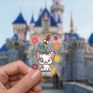 Moana Transparent Waterproof Sticker Hei Hei Pua Disney Sticker Water Bottles Laptop Journals Tropical Gift Disney Fans Hawaii Scrapbook