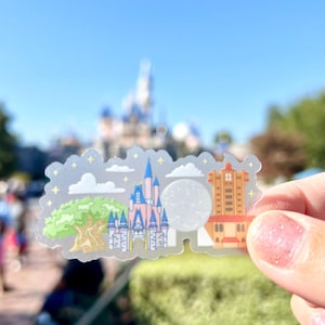 Disney World landmarks Disney Sticker Disney Stickers Epcot Water Bottle Transparent Cell Phone Case Lap top Helmet Sticker Note Pad