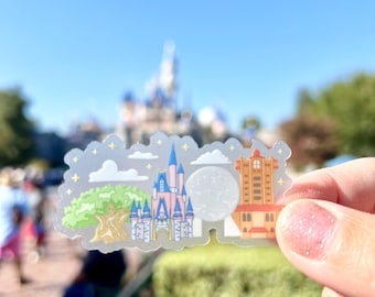 Disney World landmarks Disney Sticker Disney Stickers Epcot Water Bottle Transparent Cell Phone Case Lap top Helmet Sticker Note Pad