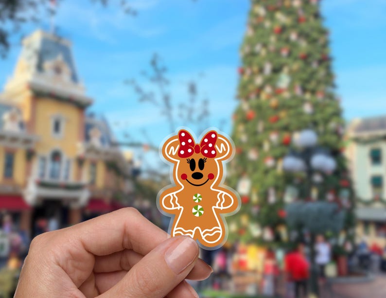 Gingerbread Minnie Mouse Christmas holiday Disney Stickers Disney Sticker Water Bottle Transparent Cell Phone Case Lap top planner sticker bild 1
