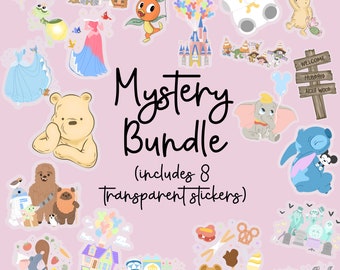 Mystery bundle surprise pack Disney Stickers Disney Sticker Water Bottle Transparent Cell Phone Case Lap top Helmet Sticker Planner Sticker