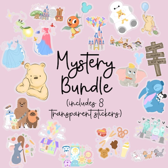 Mystery bundle surprise pack Disney Stickers Disney Sticker Water Bottle Transparent Cell Phone Case Lap top Helmet Sticker Planner Sticker