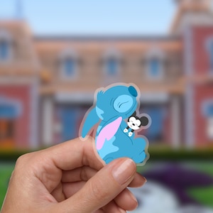 Lilo and Stitch Snuggles Mickey Disney Sticker Disney Stickers Hawaii Water Bottle Transparent Cell Phone Case Lap top Helmet Sticker