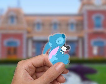 Lilo and Stitch Snuggles Mickey Disney Sticker Disney Stickers Hawaii Water Bottle Transparent Cell Phone Case Lap top Helmet Sticker