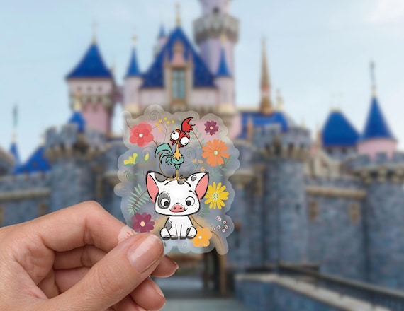 Moana Transparent Waterproof Sticker Hei Hei Pua Disney Sticker Water Bottles Laptop Journals Tropical Gift Disney Fans Hawaii Scrapbook