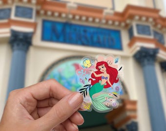Little Mermaid transparent sticker, waterproof, weatherproof, disneyland, disney sticker, ariel, flounder, water bottle, scrapbook