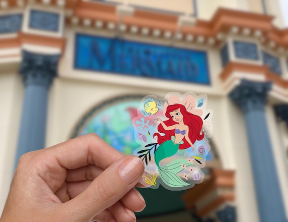 Little Mermaid transparent sticker, waterproof, weatherproof, disneyland, disney sticker, ariel, flounder, water bottle, scrapbook