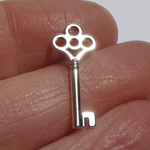 Sterling Silver Key Charm 20mm X 8mm Sterling Silver Key Pendant Key Jewelry Sterling Silver Charm