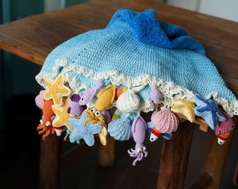 ブランケット - マーメイドベビーブランケット - かぎ針編みマーメイド