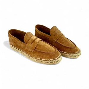 Men’s Whiskey Suede Loafers Handmade in Spain | Artisan Summer Shoes Jute Sole Leather Insole Casual Chic