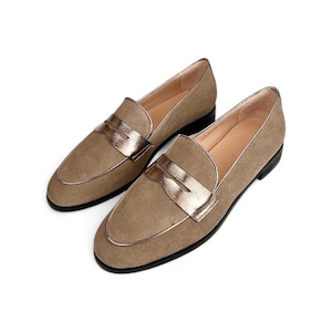 Suede Leather Loafers Briggite | 0.4″ Low Heel | Handmade in Spain