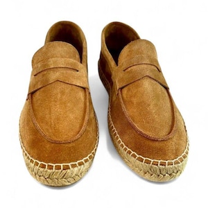 Men Suede Loafers – Handmade Whiskey Leather Shoes for Work & Casual Wear