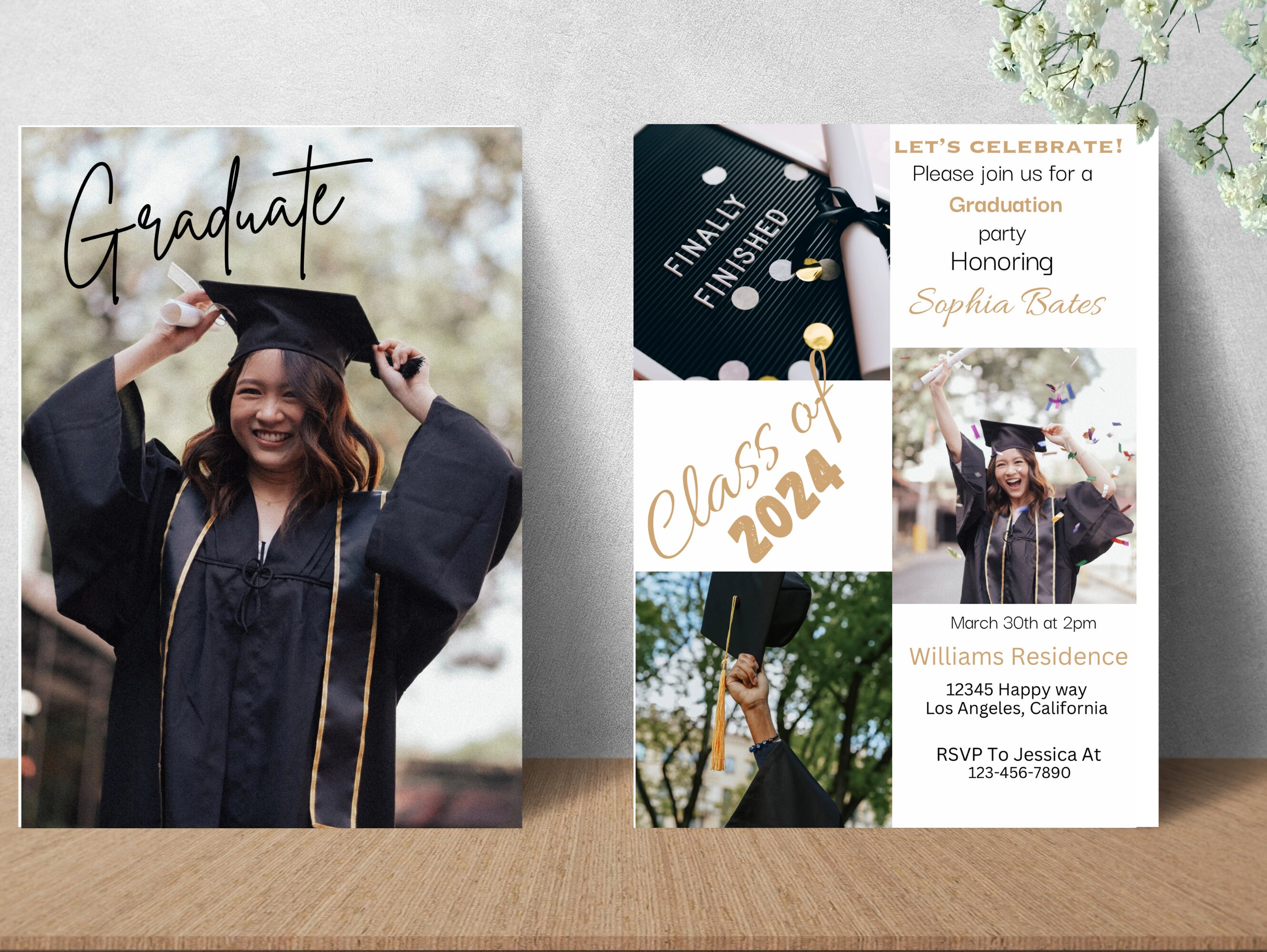 Graduation Invitations Template, Senior Graduate Announcement, Modern ...