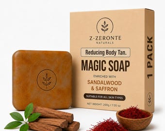 Z-ZERONTE Sandalwood Saffron Tan Removal Soap | Brightening Bath Bar (200g)