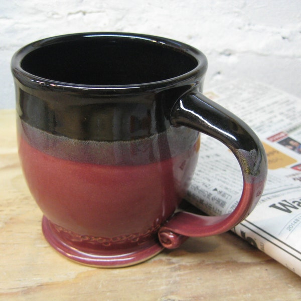 Ceramic Coffee Mug, Black and Red