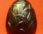 French Art Deco Signed Sabino, Marius-Ernest BLACK leaves vase Very Rare Lalique School