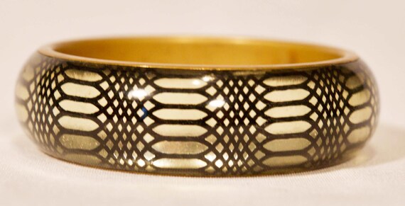 OP ART chunky clear transparent Lucite & Bronze Br