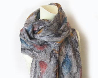 Wool Scarf, Felted Shawl, Thin Scarf, Evening Wrap