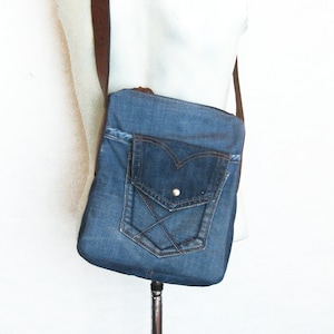Bolso bandolera pequeño, bolso de hombro con cremallera, bolso vaquero, bolso de ciclista, cartera azul