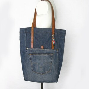 Denim Bag, Shopping Bag, Blue Tote Bag, Jeans Shoulder Bag, Side Bag, Top Handle Bag, Recycled Bag, Beach Bag