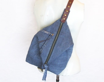 Small Crossbody Bag, Jeans Small Backpack, Recycled Denim Bag, Women Boho Bag, Denim Sholder Bag, Blue Purse