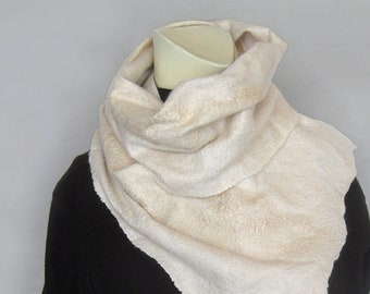 Sciarpa Slik in cashmere, Scialle di lana bianca, Involucro di seta in lana feltro