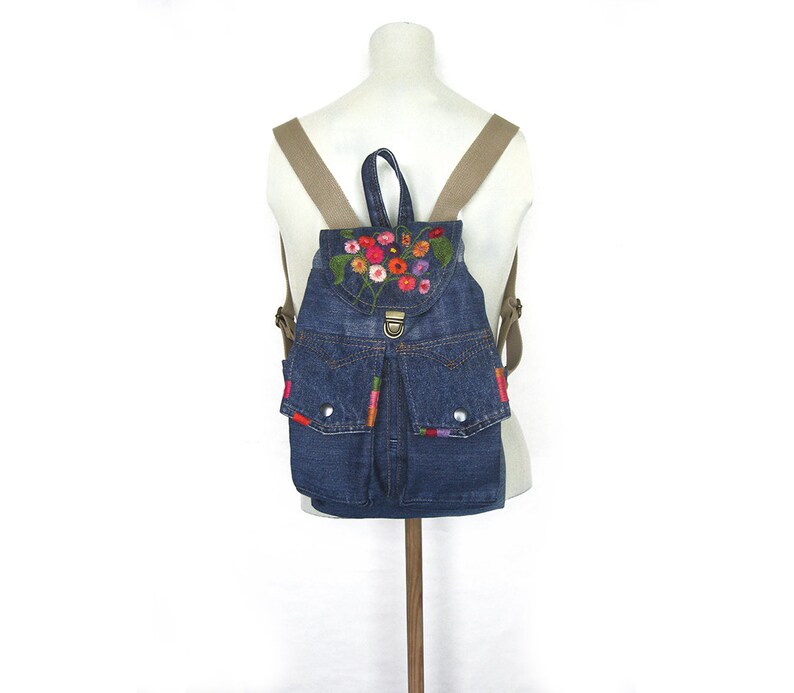 Ecology Vegan Bag Denim Backpack Small Jeans Rucksack