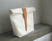 Pouch Lunch Bag Tote Natural Up-cycled Canvas