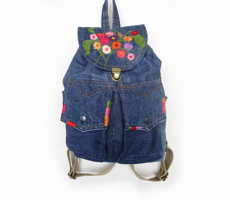 Ecology Vegan Bag Denim Backpack Small Jeans Rucksack