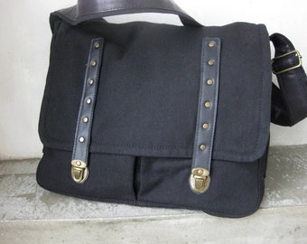 Black Crossbody Bag, School Bag, Large Side Bag, Shoulder Bag, Messenger Bag