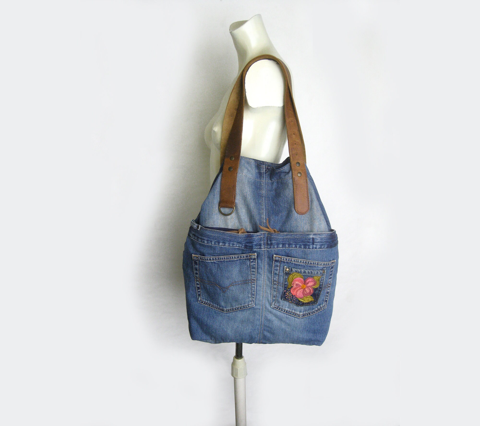 Jeans Bag Blue Tote Bag Weekender Bag Recycled Bag Denim - Etsy