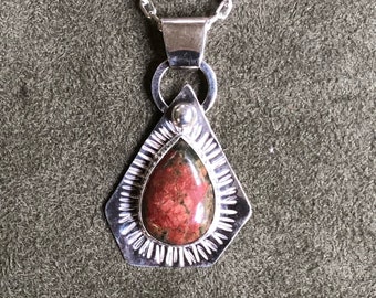 Pendant of Silver with a Unakite Pear