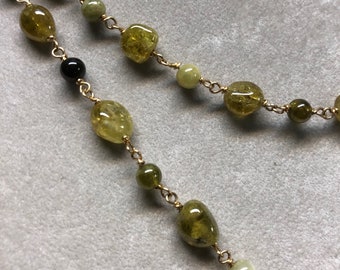 Necklace and Earrings of Green Grossular Garnets