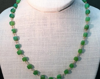 Necklace of Faceted Chrysoprase cubes