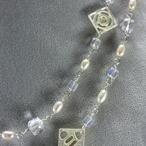 Necklace of Carved Mother of Pearl and Freshwater Pearls image 3