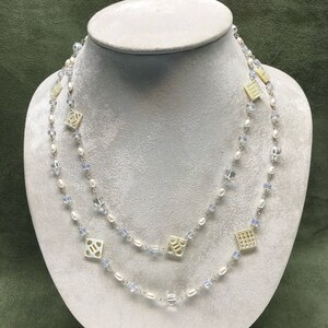 Necklace of Carved Mother of Pearl and Freshwater Pearls image 5