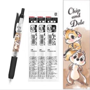 Zebra disney sarasa clip and dale, winnie, princesse stylo gel à encre noire 0,5 mm japon