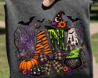NANA Halloween PNG, Witchy Grandma T-shirt Design, Spooky Fall Sublimation, Pumpkin Digital Download File, October Gift