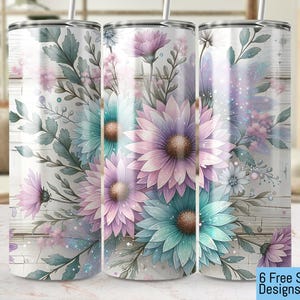 Floral Tumbler Wrap, Seamless 20oz Tumbler PNG, Flower Design, Watercolor Tumbler Design, 300 DPI, Printable Tumbler Wrap, Digital Download