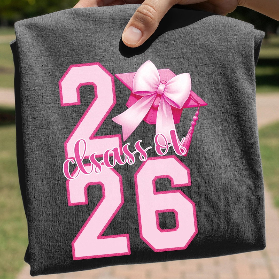 Pink Glitter Class of 2026 PNG, Graduation Cap Bow Design, Senior 2026 ...